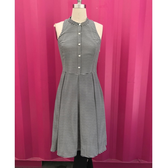 Eva Franco Dresses & Skirts - Eva Franco Anthropologie Striped Halter Dress High neck Black White